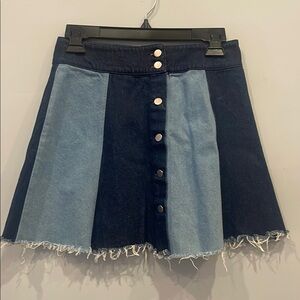 Dark and faded blue women’s skater skirt